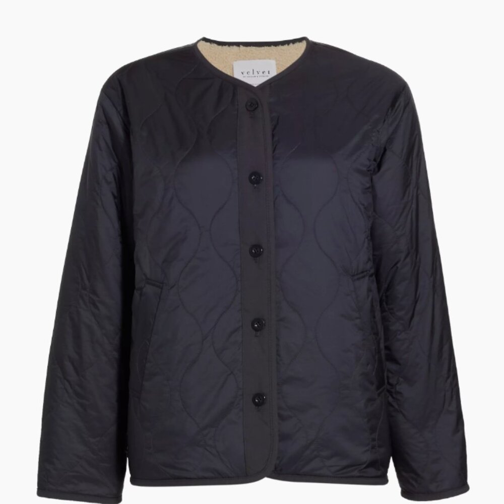 Velvet by Graham & Spencer  Marissa Quilted Sherpa-Lined Jacket Sz L